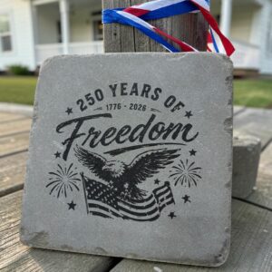 250 Years of Freedom Engraved Tumbled Bluestone Yard Art