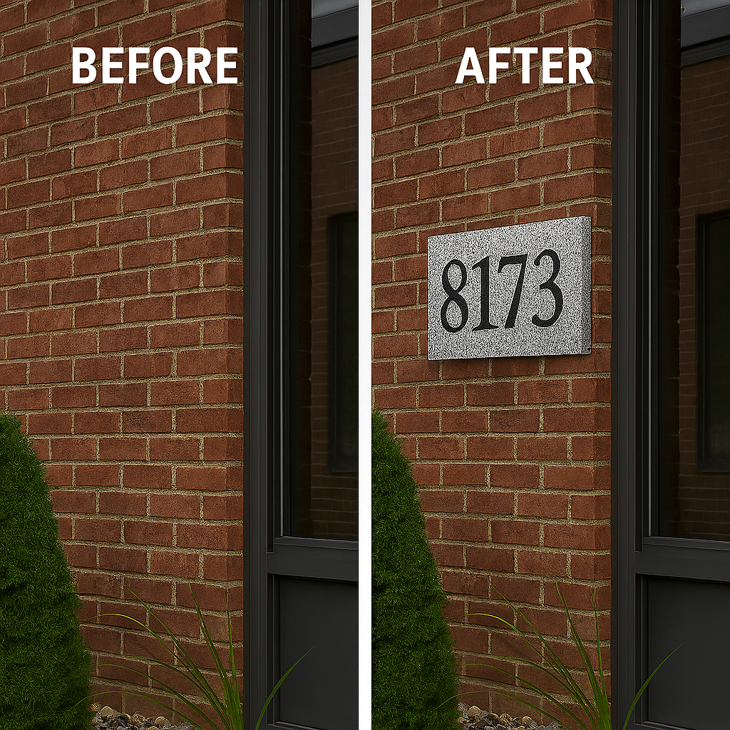 Installed Stone Marker on Brick