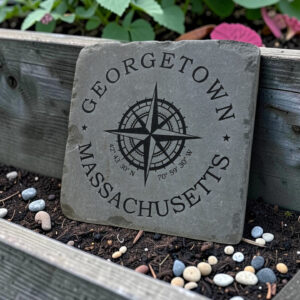 Customizable Bluestone Compass with Coordinates