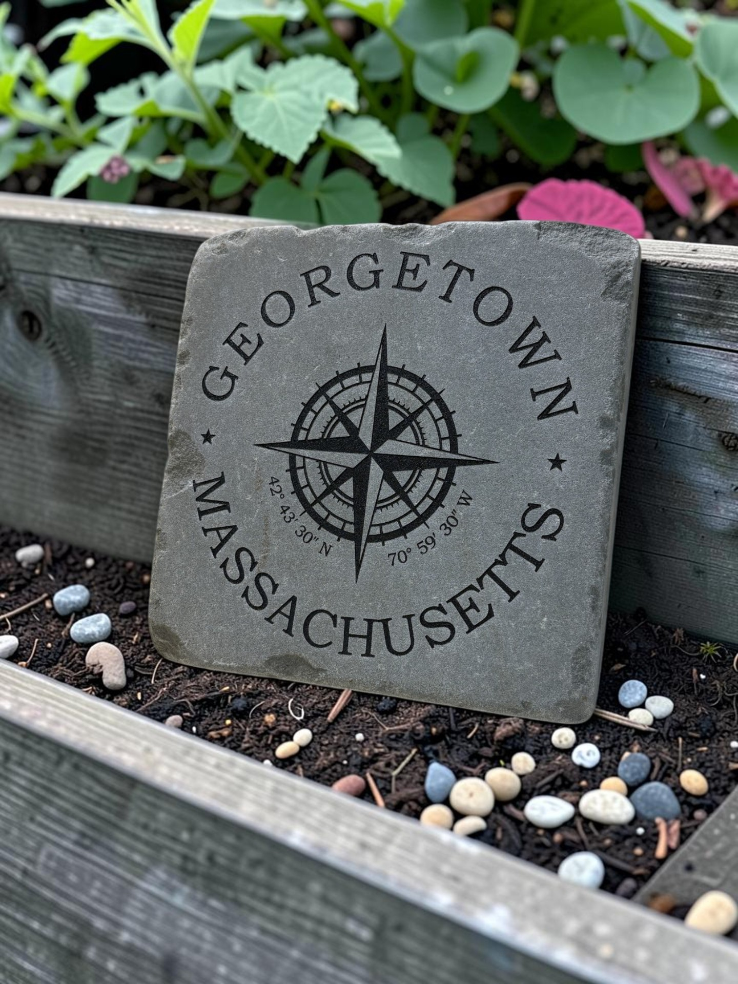 Customizable Bluestone Compass with Coordinates