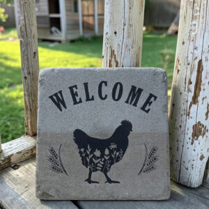 Rustic Homestead Hen Welcome Stone Bluestone Yard Art