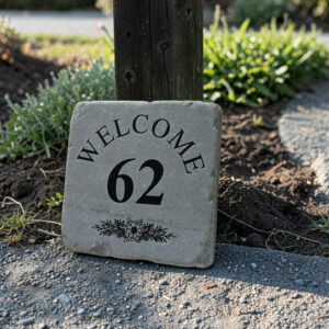 12×12 Engraved Bluestone Custom House Number Stone